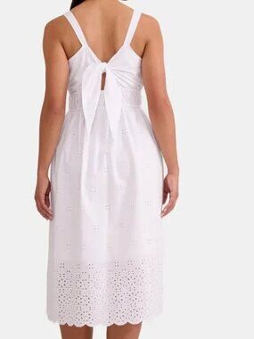 Excellent Condition, SZ M (8-10), 100% COTTON Eyelet Midi Dress, White